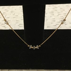 Golden Necklace with Crystal Bead Accents